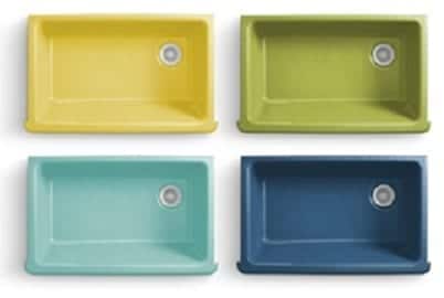 Four colorful sinks designed by Jonathan Adler for Kohler