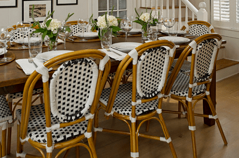 white rattacn chairs