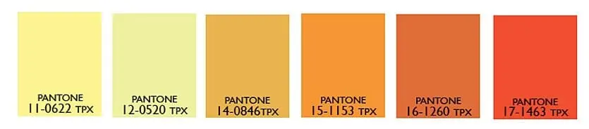 Pantone Yellow and Orange Swatches