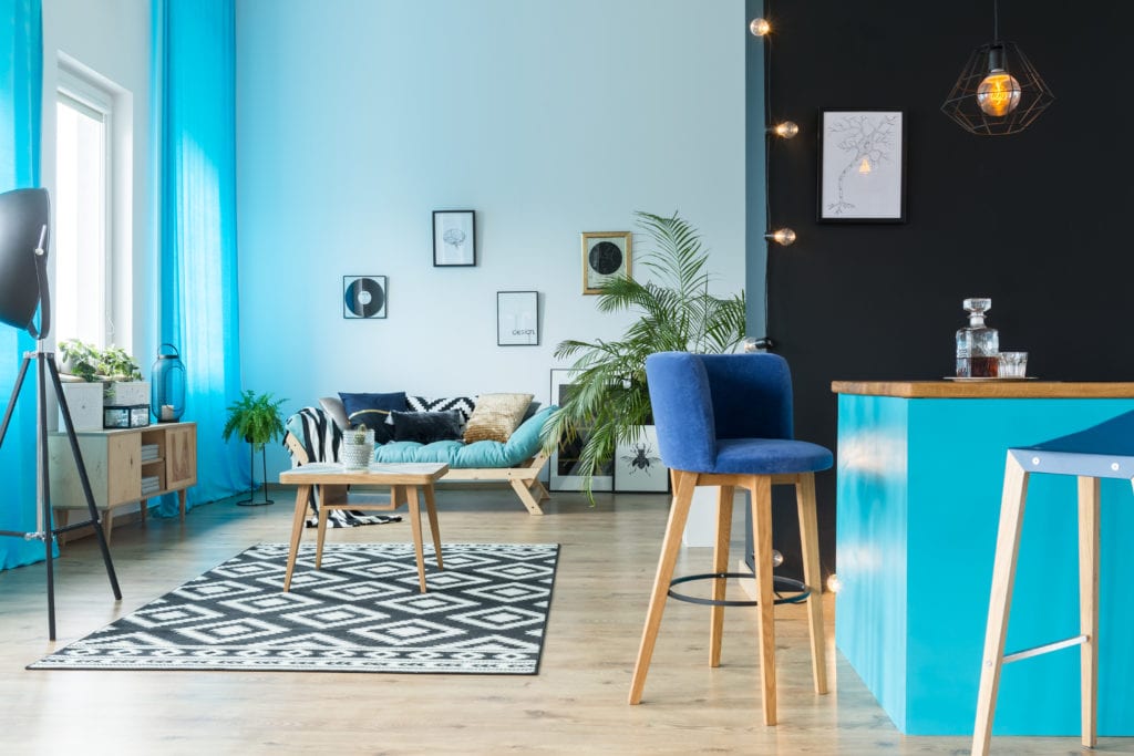 Blue velvet kitchen chair