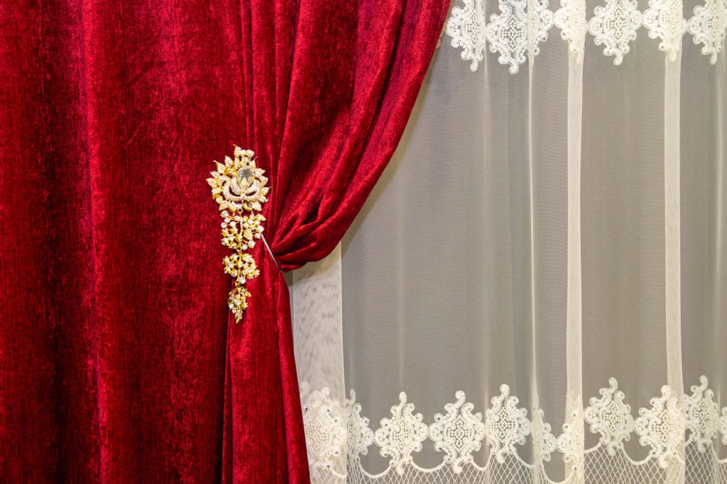 Red velvet curtains