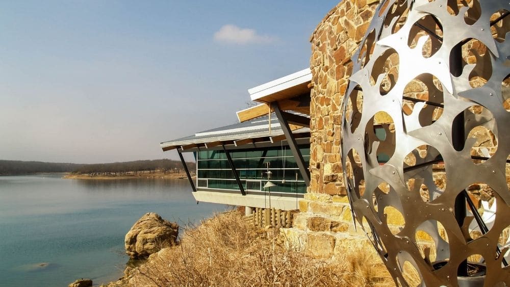 visitor center at lake in ardmore, oklahoma