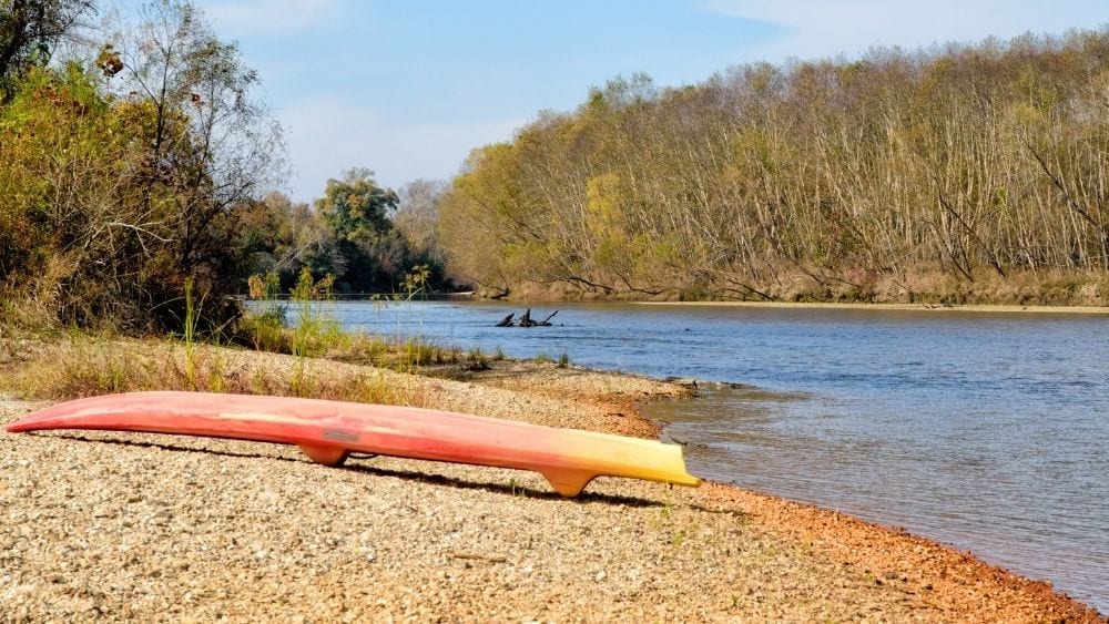{addle board by a river near Bogalusa, Louisiana