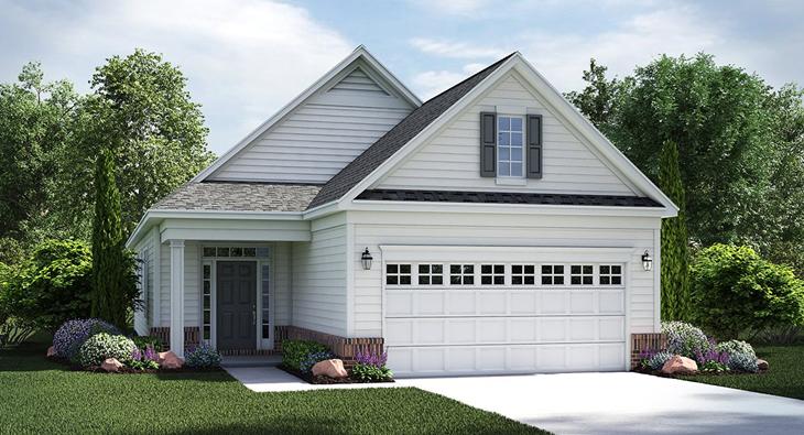 White colonial home, the Rose Hill Plan by Lennar in the Colonial Heritage community in Norfolk-Newport News VA