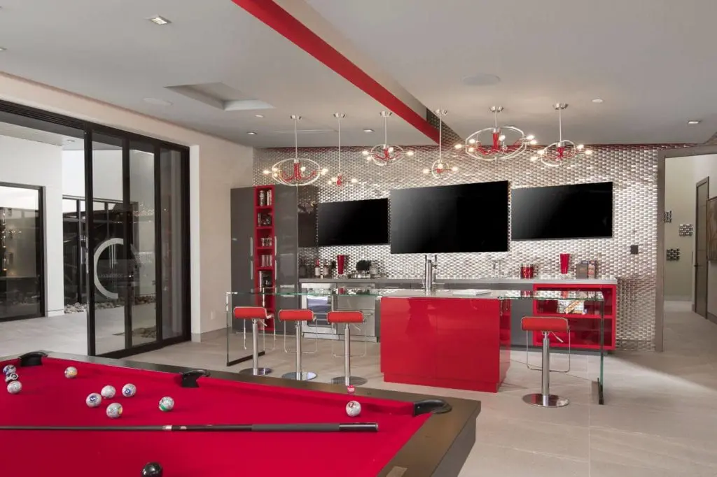Colorful entertainment room in the 2019 New American Home
