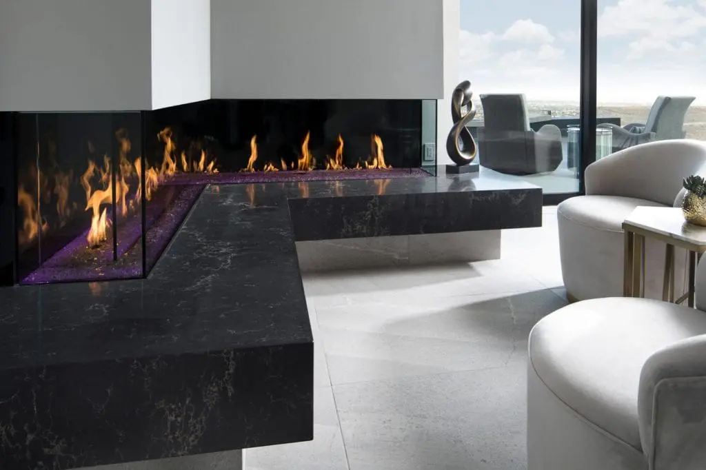 Fancy indoor fireplace in the 2019 New American Home
