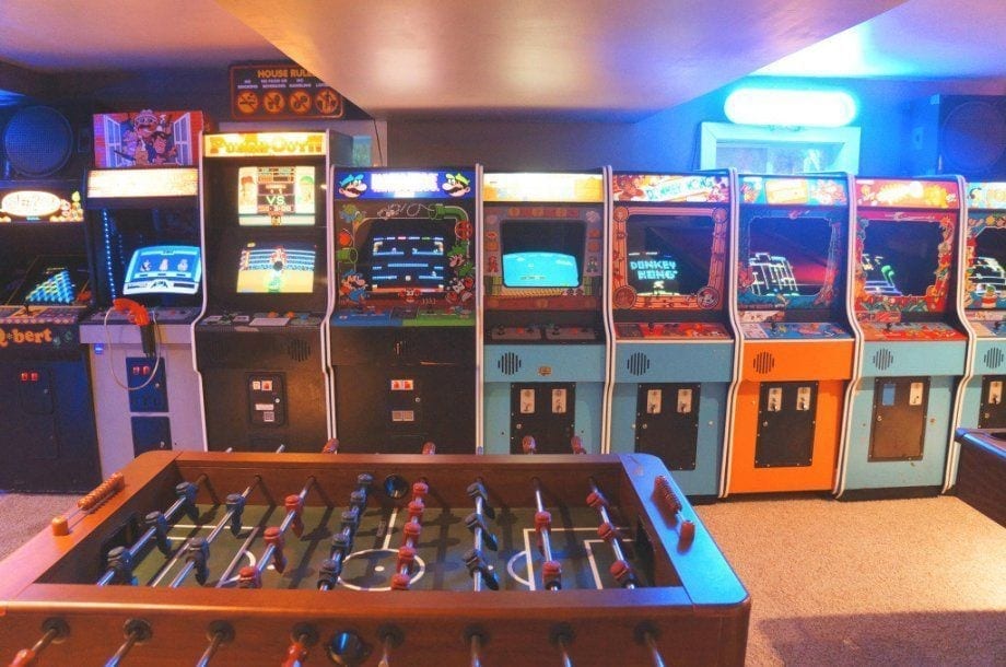 Retro game room in home
