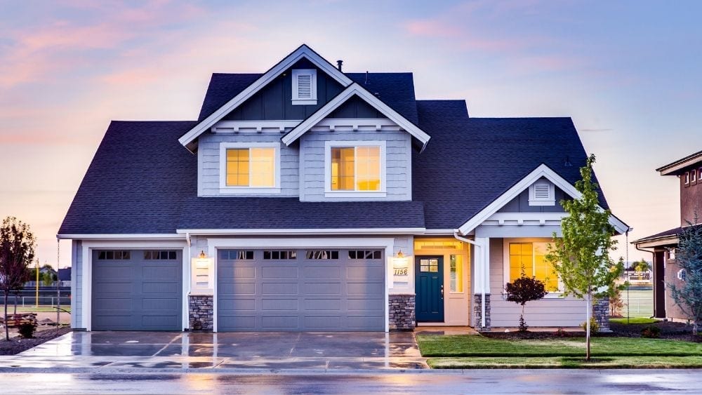 Blue one-story home