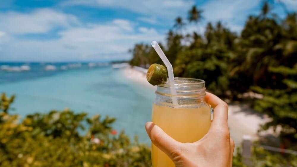 yummy drink on beach