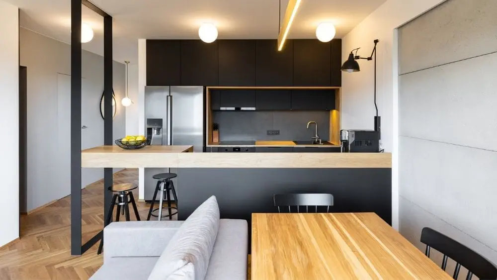 black, modern kitchen
