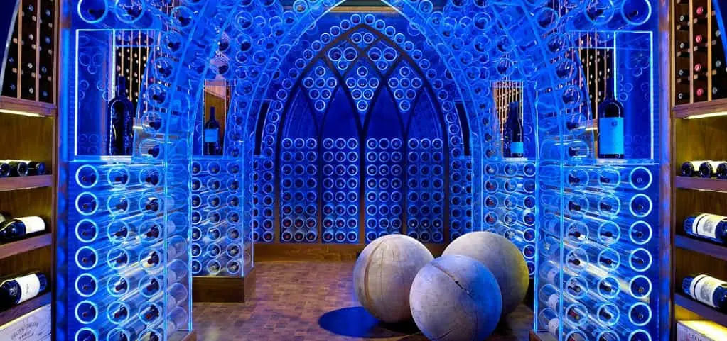 blue wine cellar