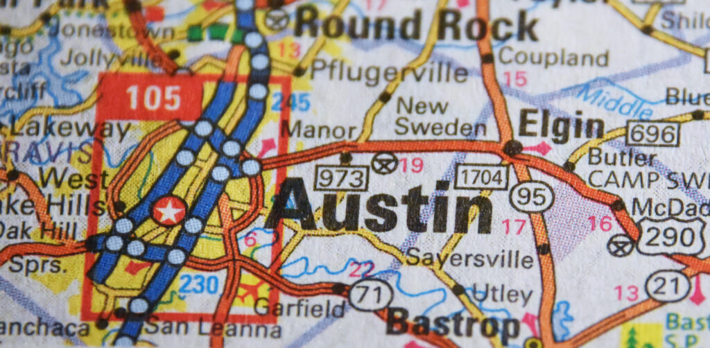 Map of Austin and surrounding cities