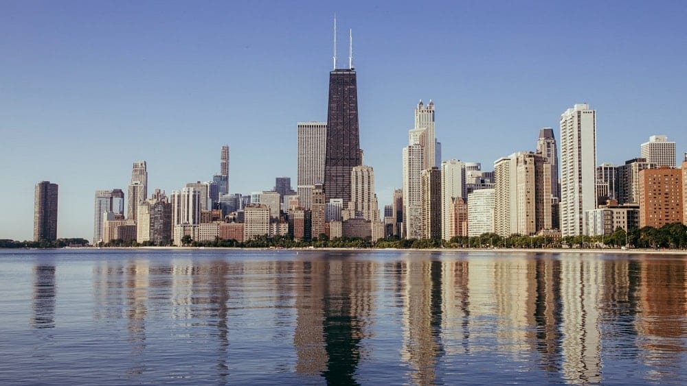 Downtown Chicago high-rise buildings.
