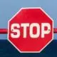 Red stop sign.
