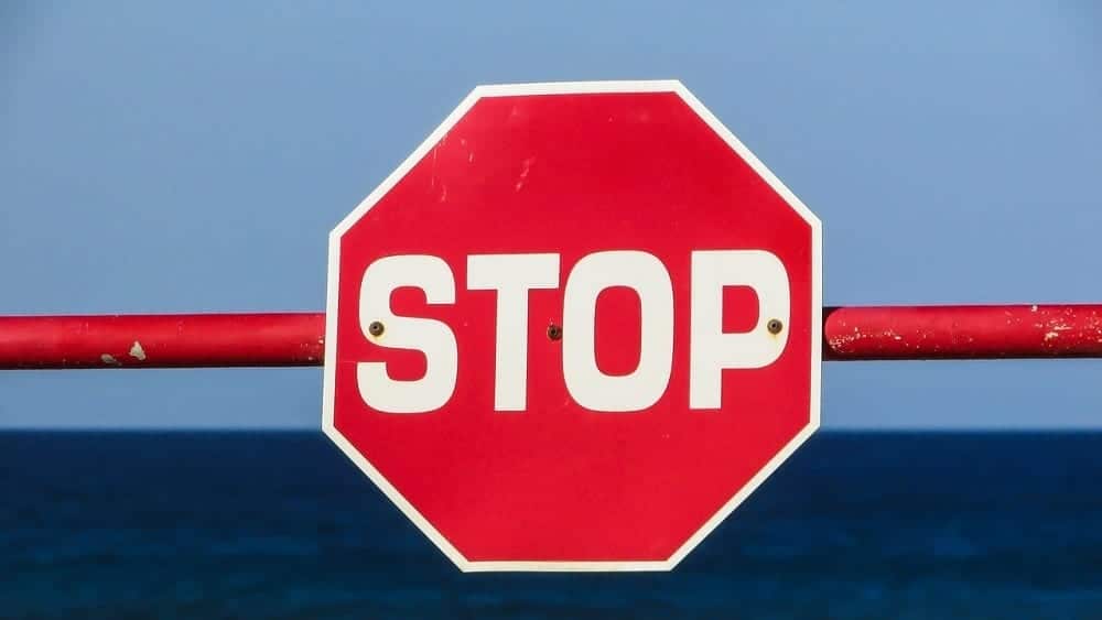 Red stop sign.