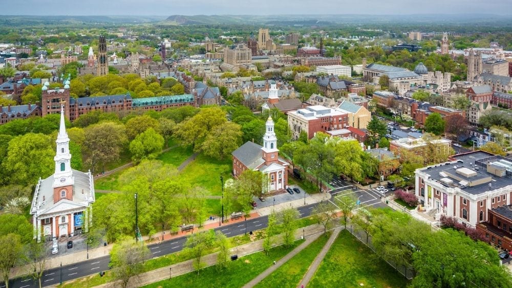Aerial view of New Haven, Connecticut.