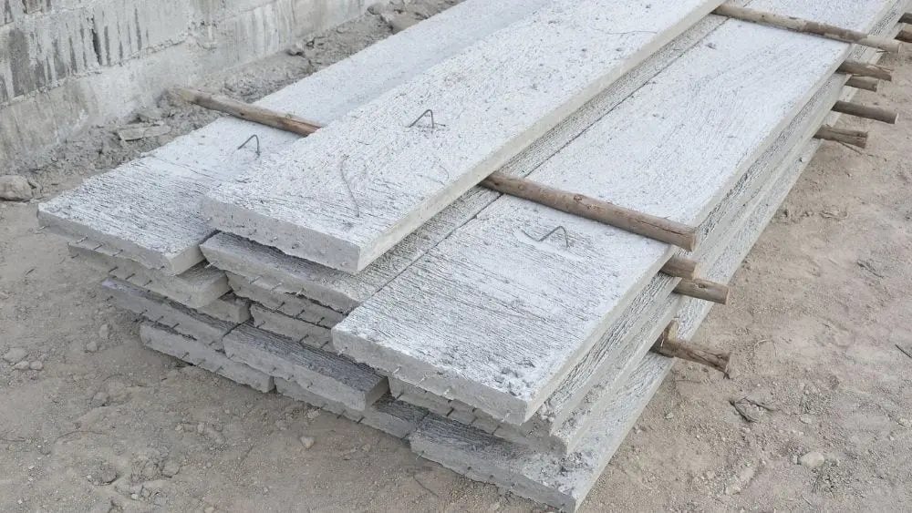 Stack of precast concrete.