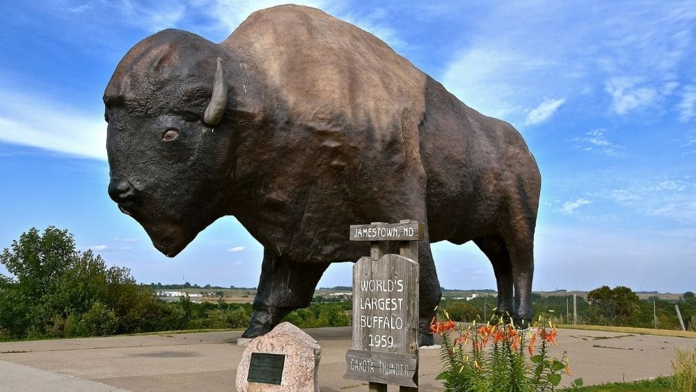 World's Largest Buffalo statue in Jamestown, North Dakota.