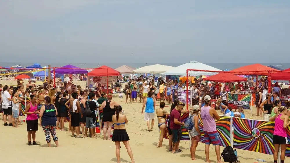 Beach in Monmouth County crowded with people.