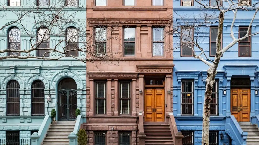 colorful townhomes in new york city
