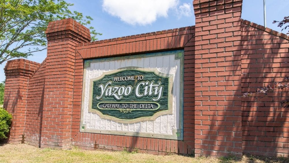 welcome sign to Yazoo City, MS