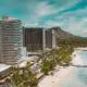 View of high rises and the beach in Honolulu, Hawaii