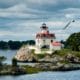 Pomham Rocks Lighthouse in East Providence, Rhode Island.