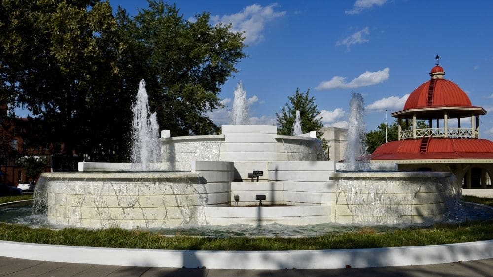 Fountain in Central Park in Decatur, Illinois.