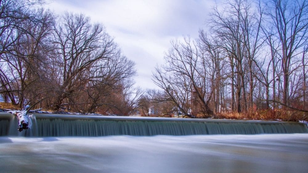 Slow exposure image of a waterfall in Batavia, New York.