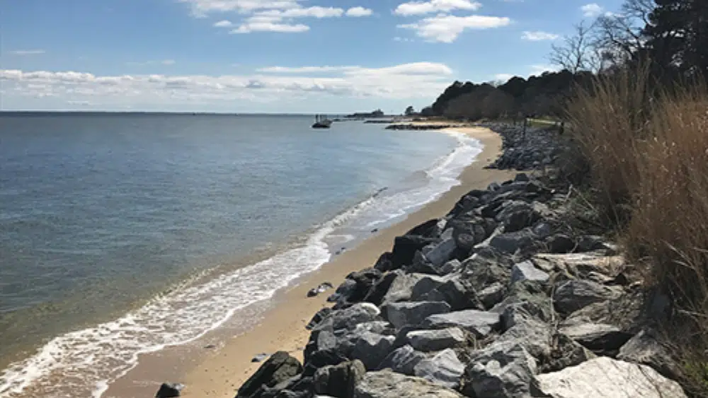 Rocky beach at  Point Lookout State Park