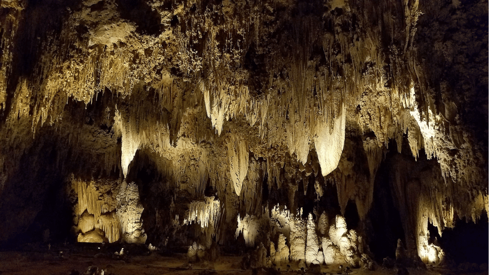Interior view of Carlsbad Cavern at Carlsbad Caverns National Park, New Mexico.
