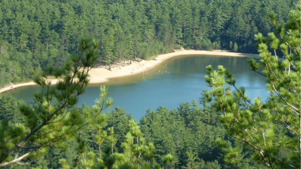View of Echo Lake from Cathedral Ledge at Echo Lake State Park, New Hampshire.
