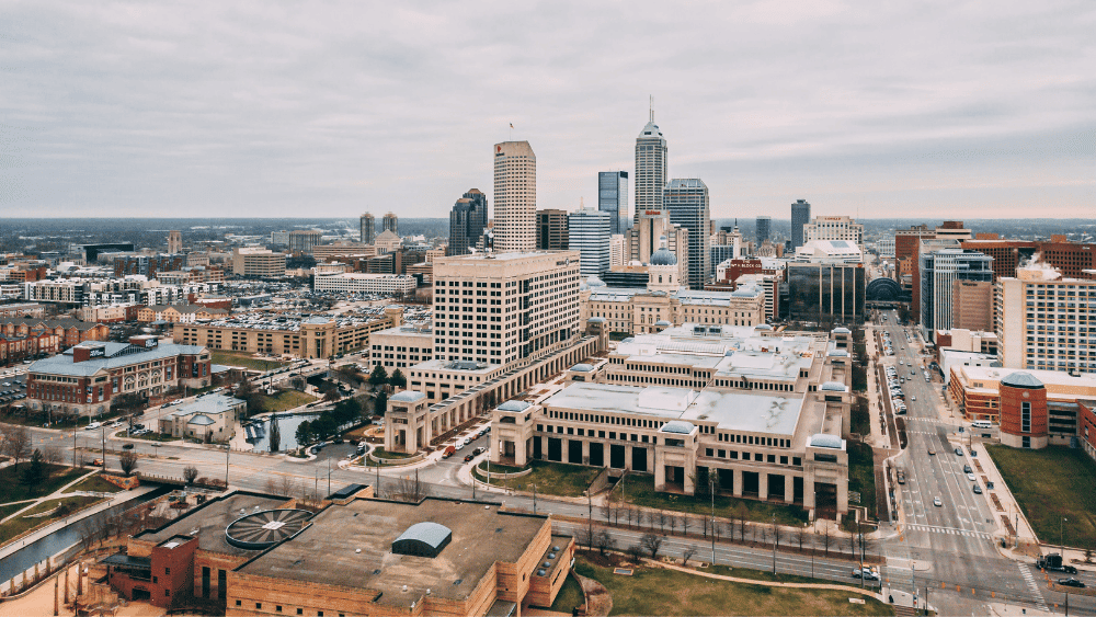 Skyline of Indianapolis, Indiana during the day.