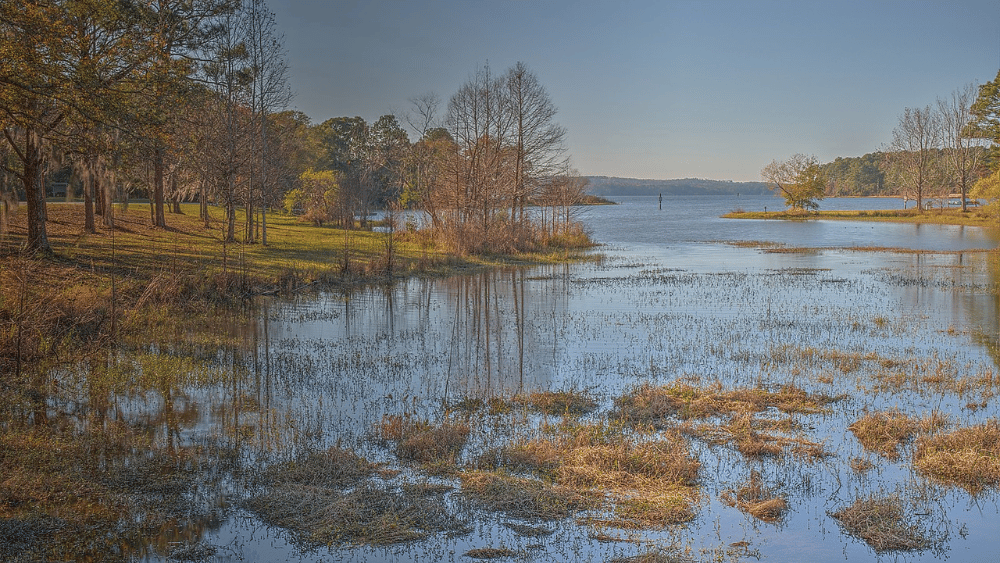 View of Lake Eufaula at Lakepoint Resort State Park, Alabama.