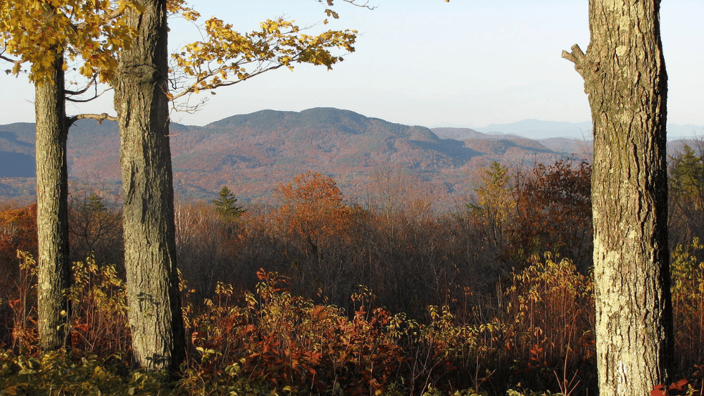 South facing view of Ragged Mountain at Winslow State Park, New Hampshire.