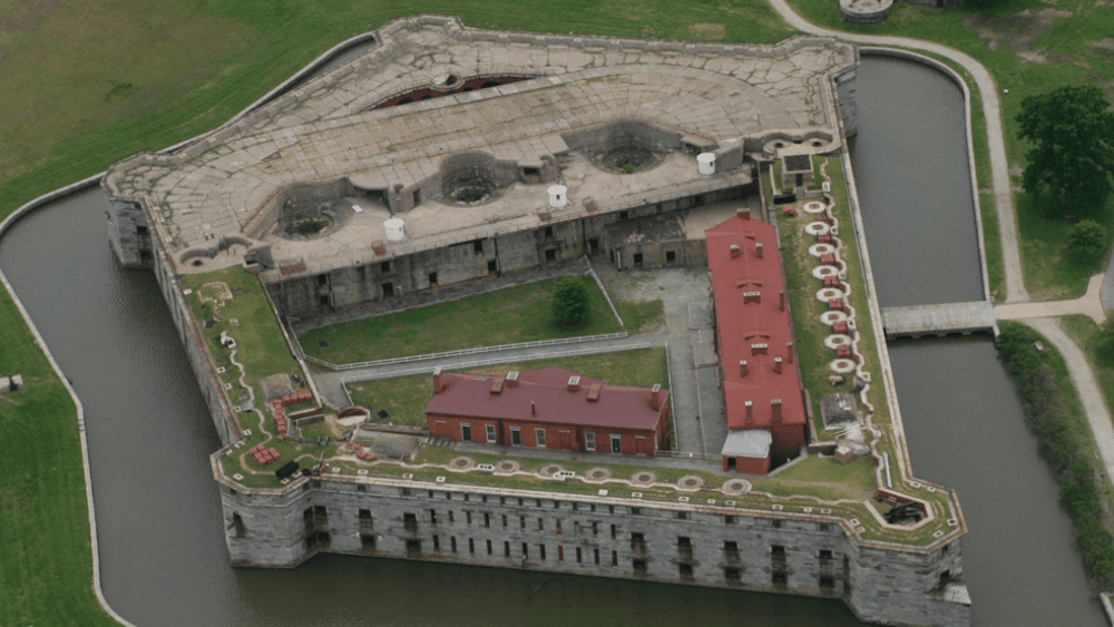 Aerial view of Fort Delaware at Fort Delaware State Park, Delaware.