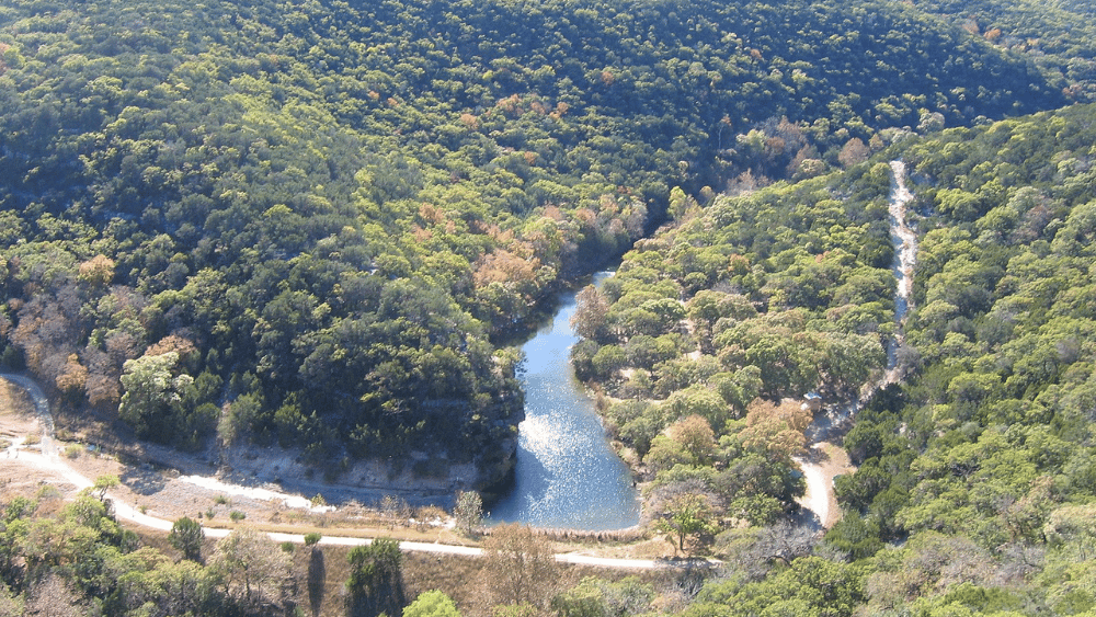 View of Edwards Plateau at Lost Maples State Natural Area, Texas.