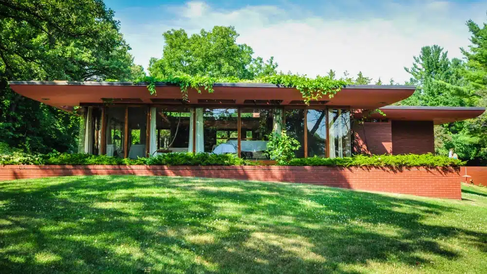 View of the Walter House, designed by Frank Lloyd Wright, at the Cedar Rock State Park in Iowa