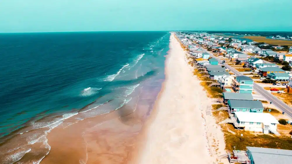 aerial view of waves in north carolina beach