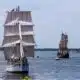 Parade of tall ships and other boats in Narragansett Bay, Rhode Island