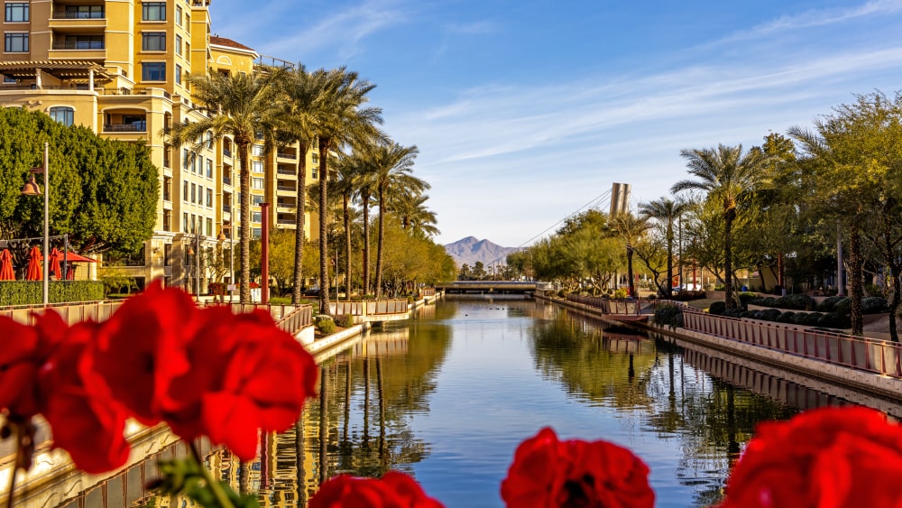 Waterfront canal in Old Town, Scottsdale, Arizona