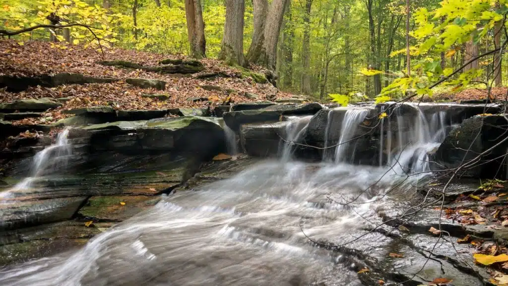 Waterfall along Sulphur Springs Creek in South Chagrin Reservation, part of Cleveland Metropark