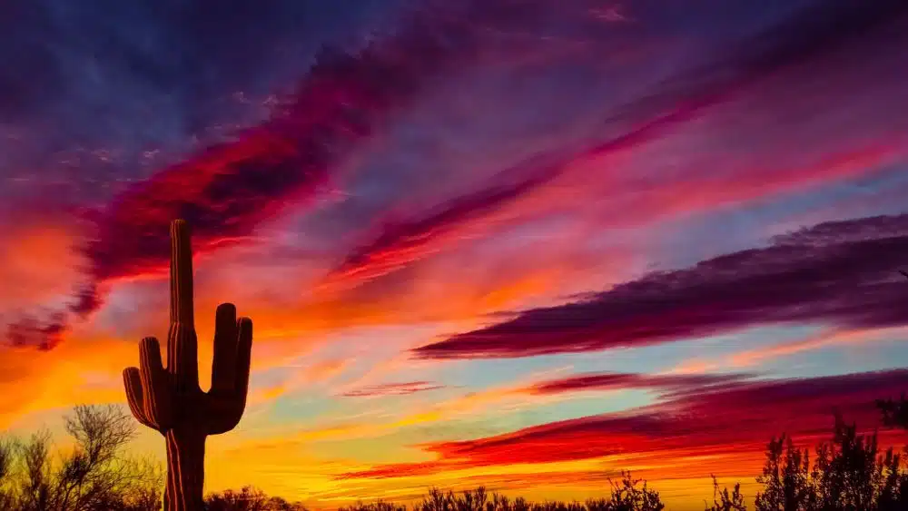 a striking sunset in the state of Arizona