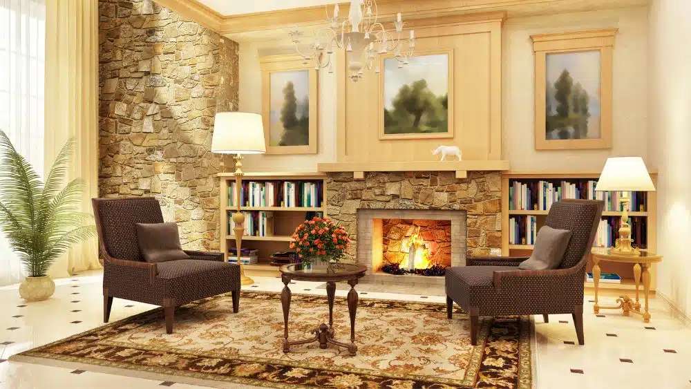 fireplace that is a focal point on a wall