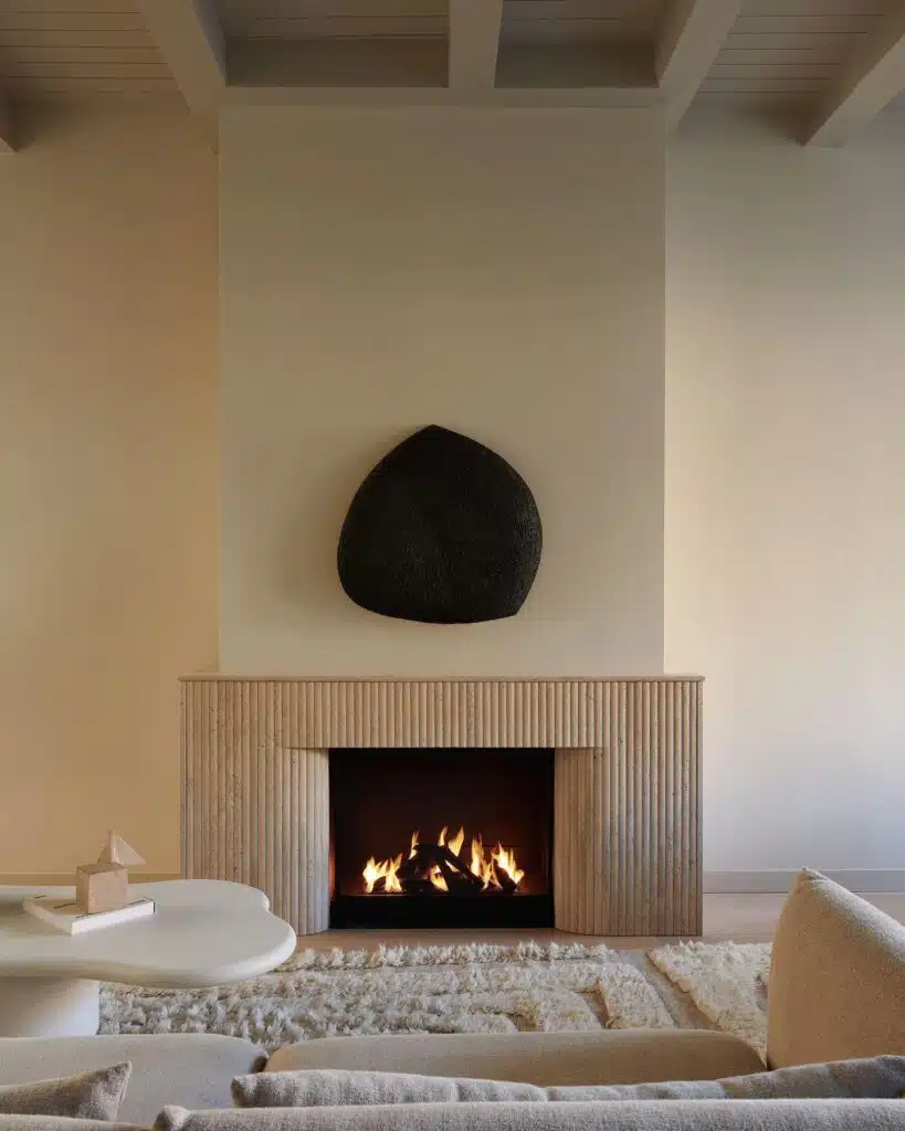 organic, fluted fireplace